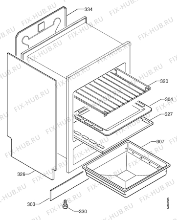 Взрыв-схема плиты (духовки) Zanussi ZCG6650TW - Схема узла Housing 001